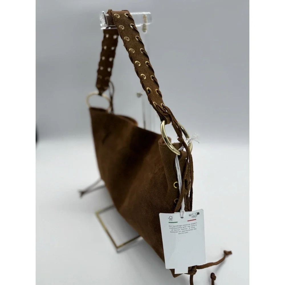 NWT Cheval Firenze Suede Fringe shoulder bag Brown‎